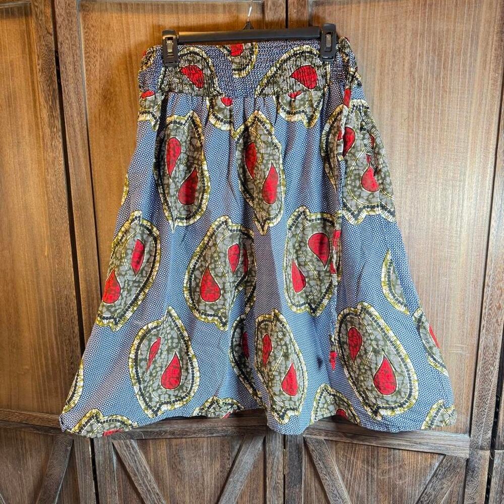 African print midi skirt with